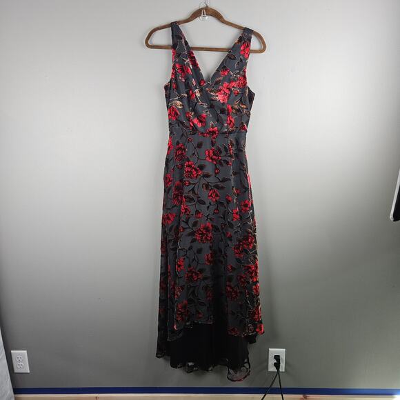Vampire Whimsygoth Crushed Burnt Velvet Dark Floral Long Maxi Dress Size XS - Picture 1 of 8